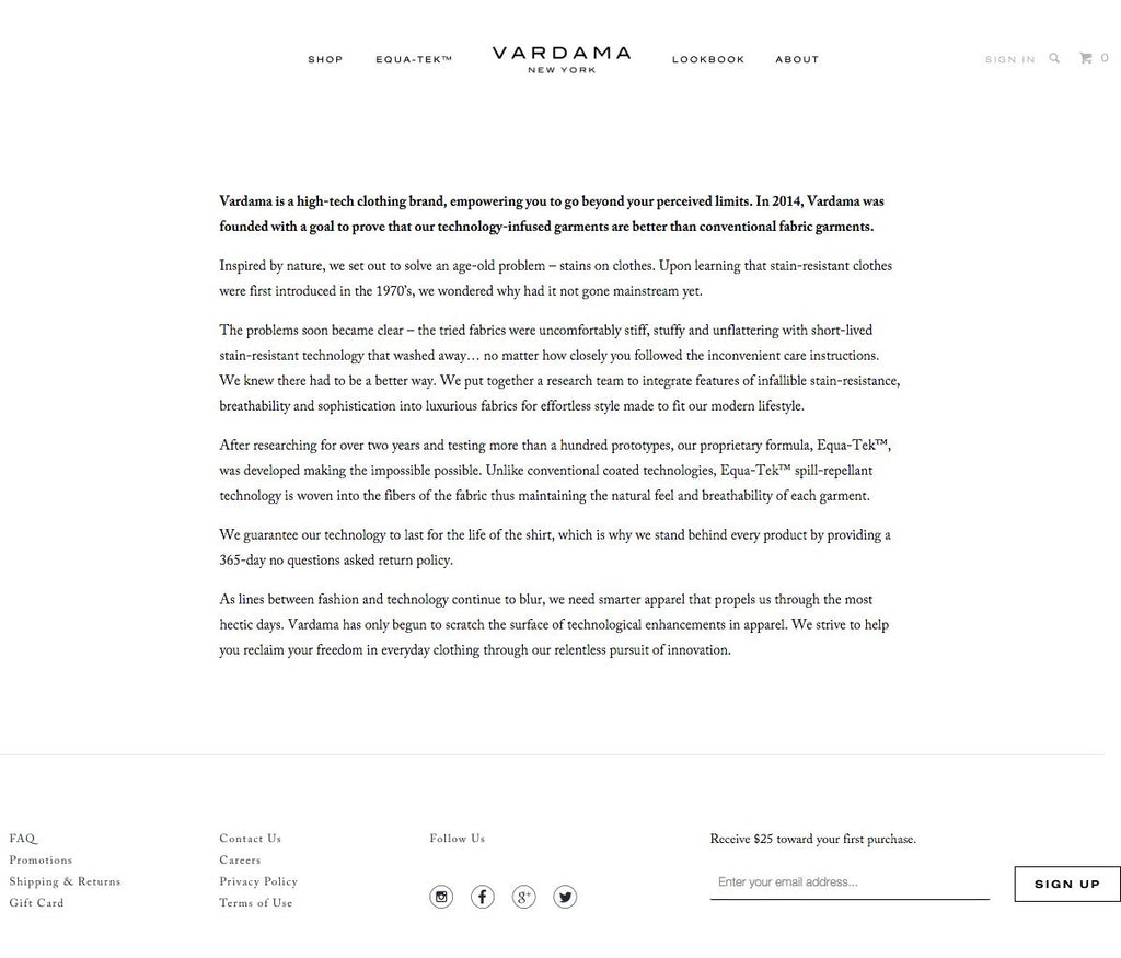 Vardama - About Page Design